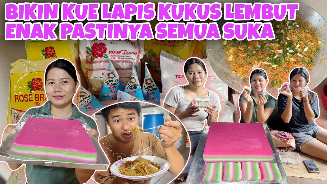 BIKIN KUE LAPIS KUKUS,SANGAT GAMPANG CUMA DI ADUK2 PASTI NYA ENAK,LANJUT MASAK BIHUN MAKAN BERSAMA