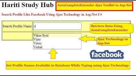 Search Profile Name like Facebook Using AutoCompleteExtender Ajax in Asp.Net C# | Hindi | Learn