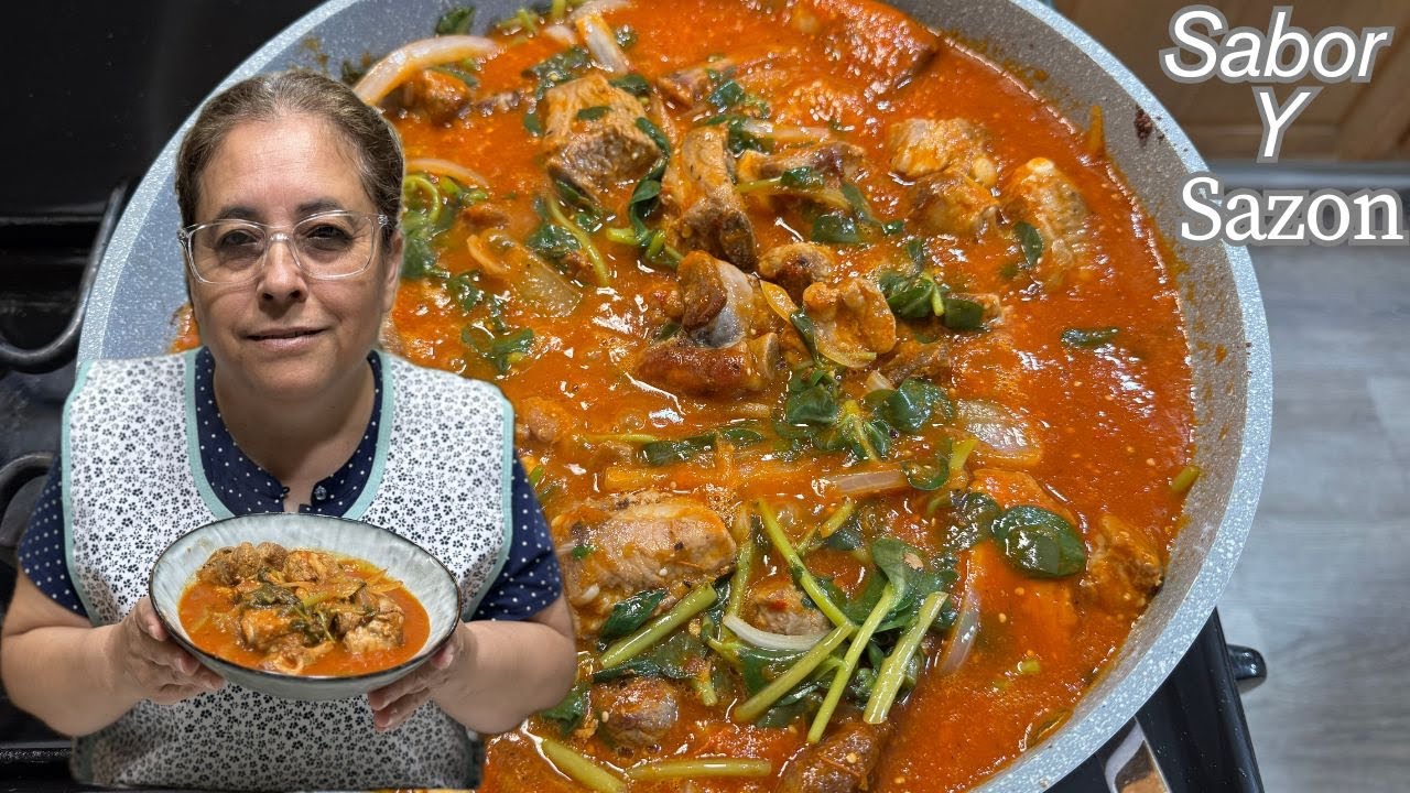 Costillas de Cerdo con Verdolagas en Salsa Roja