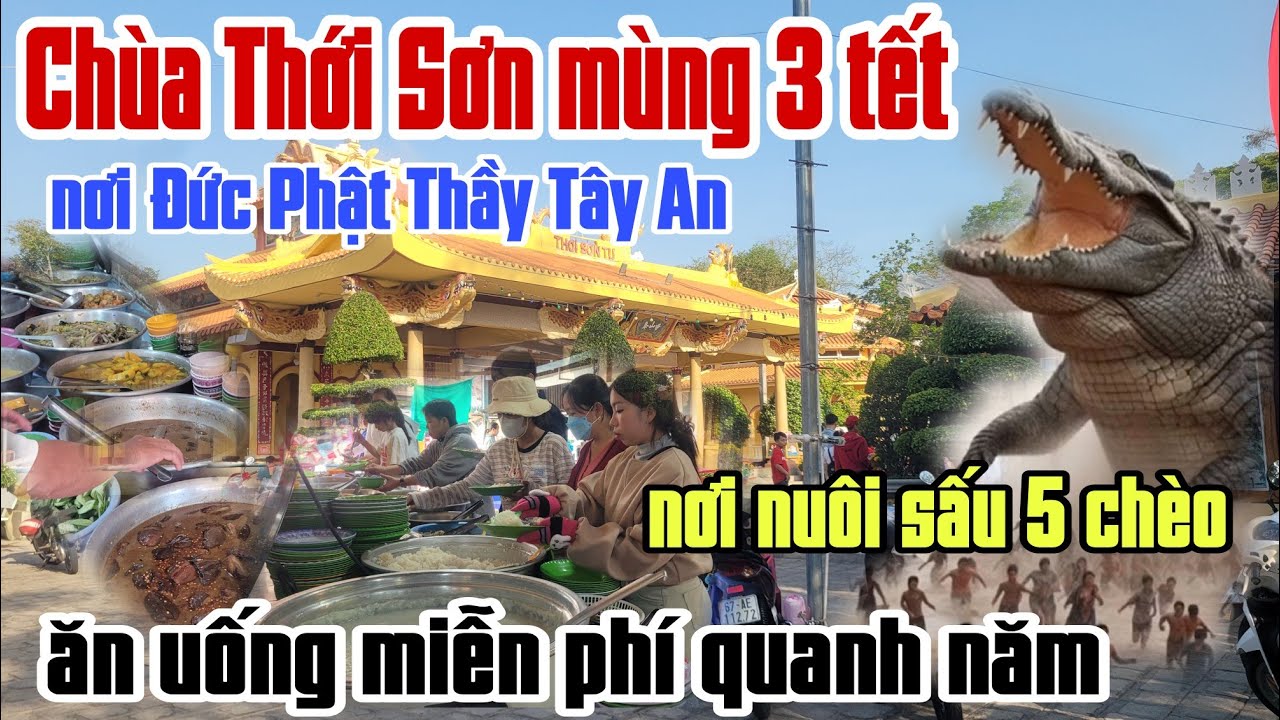 Mùng 3 tết chùa Thới Sơn. Nơi Đức Phật THẦY Tây An, nơi nuôi sấu 5 chèo 