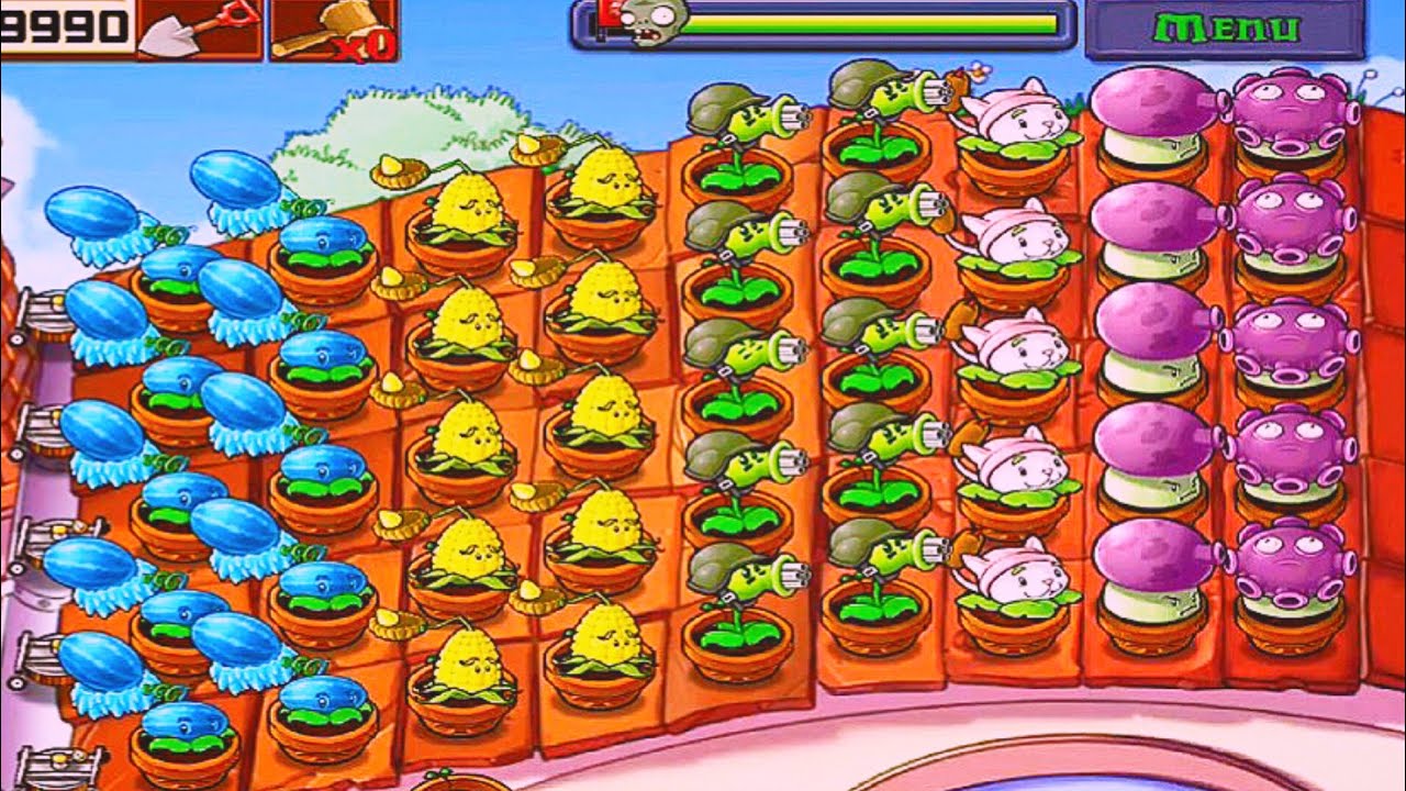 PVZ Gameplay | Survival Roof | Plants Vs All Zombies Full HD Gameplay ...
