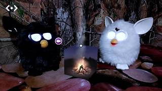 STORMY Black Furby With White CLOUD Furby And A MERGE Cube Bonfire