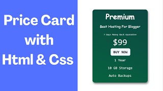 Price Card With Html & Css - Code with Chamod