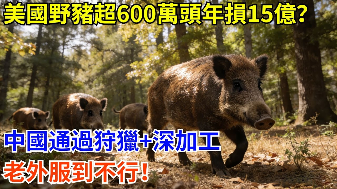 美國野豬超600萬頭年損15億？中國通過狩獵+深加工，老外服到不行！