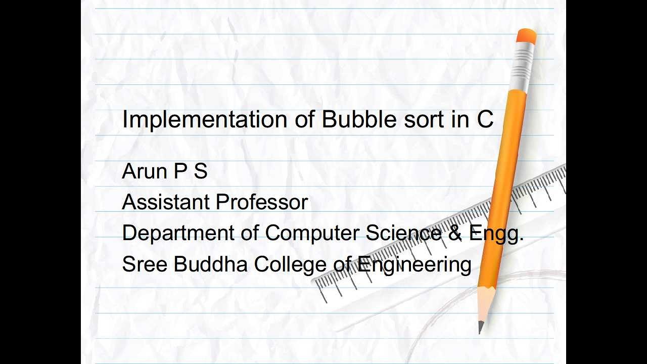 Implementation of Bubble sort in C - YouTube