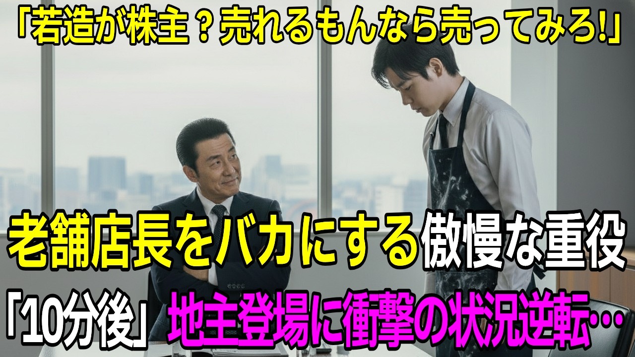 老舗の若き店長を見下す傲慢な重役、地主のオーナーだと判明し、わずか10分で立場逆転【感動する話】【朗読】