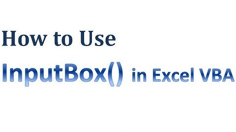 Excel VBA Tips n Tricks 46 How to Use InputBox