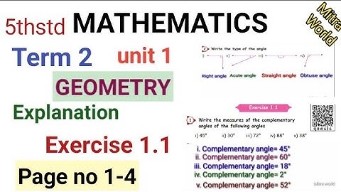 5th std |Maths |Term 2 Unit 1| Geometry  |Explanation &| Exercise 1.1 |page no 1-4