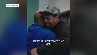 Brad Holmes and Penei Sewell shared a special moment after Sewell signed his new contract