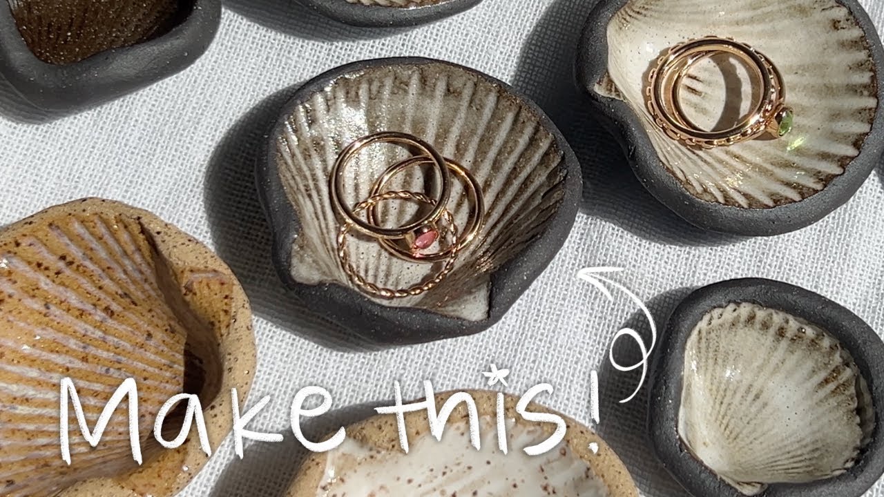 how to make a ceramic seashell ring dish! 𓇼 easy pottery beginner ...