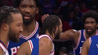 JOEL EMBIID & JALEN BRUNSON GO AT EACH OTHER! MOCKING EACH OTHER IMITATING FLOPS! LOL!