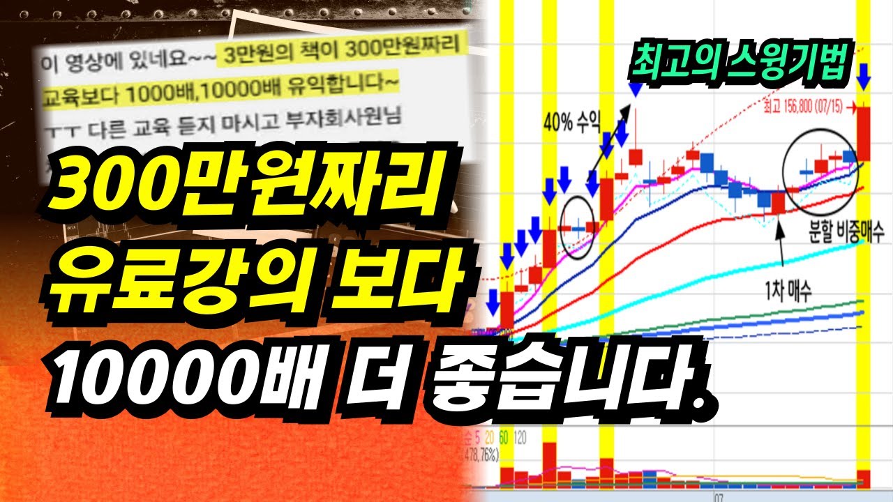 300만원짜리 유료강의보다 10000배 더 좋습니다. 최고의 스윙기법ㅣ이제 주식으로 돈 좀 벌어 봅시다.ㅣ부자회사원 주식투자 강의 공부 책 추천
