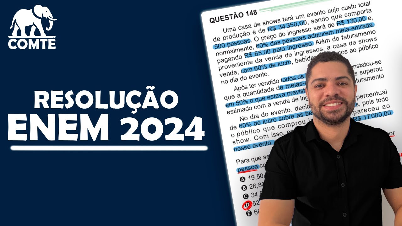 Questão 148 | Prova Verde ENEM 2024 | Uma casa de shows terá um evento cujo custo total de produção