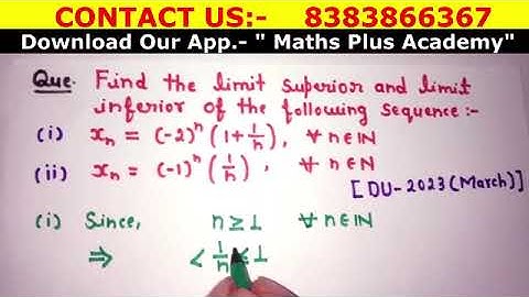 ELEMENTARY REAL ANALYSIS | LIMIT SUPERIOR & LIMIT INFERIOR | PYQ SOLUTIONS | DU BSC MATHS HONS