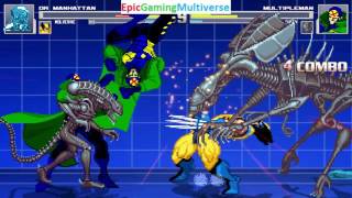Wolverine And Doctor Manhattan VS Multiple Man And The Alien Queen In A MUGEN Match / Battle / Fight