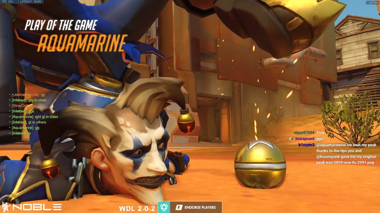 POTG! AQUAMARINE INSANE JUNKRAT - GAMEPLAY OVERWATCH SEASON 28 TOP 500