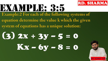 | 2x+3y-5=0 kx-6y-8=0 |for each of the following systems of equation determine the value k which |