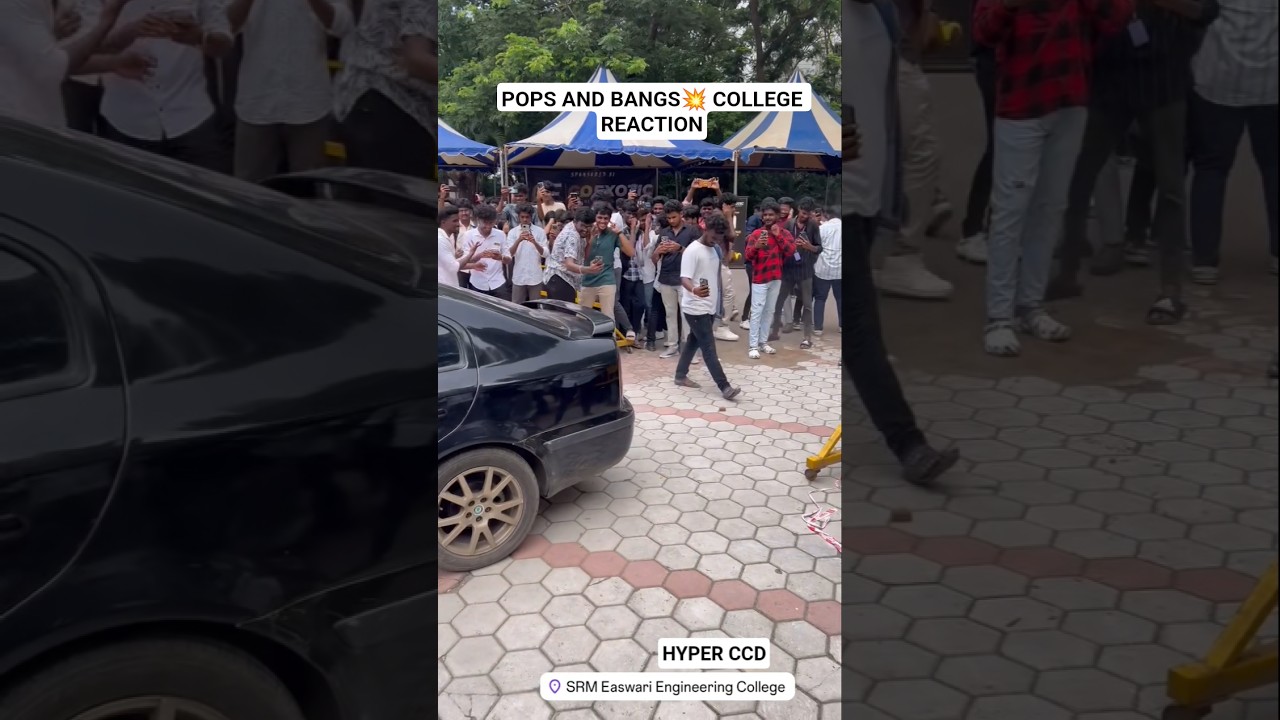 Modified Car Exhaust Rev 🔥 College Students Reaction in Crowd 😲 | Pops & Bangs