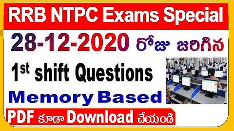 28-12-2020 NTPC Morning Shift Exam paper with PDF for all Railway aspirant by SRINIVASMech