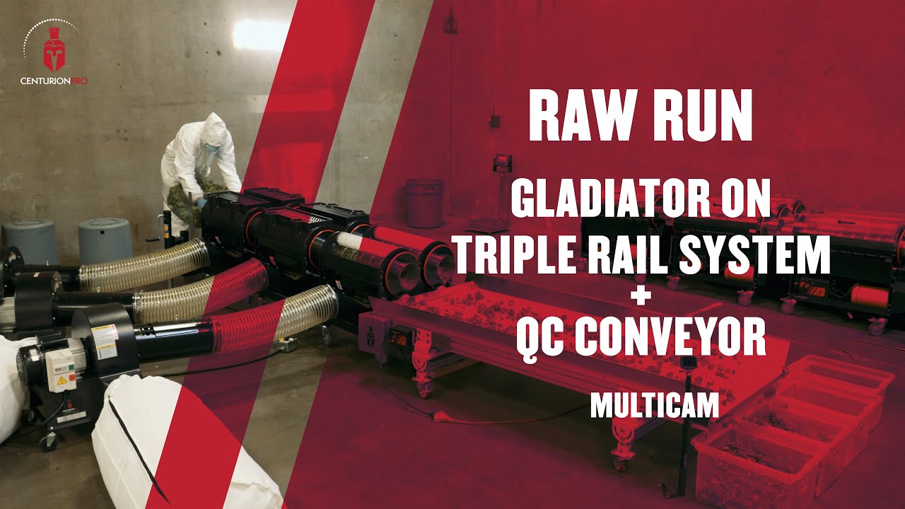 CenturionPro Gladiator Triple Rail System with QC Conveyor Running Wet Product Multi Camera Video