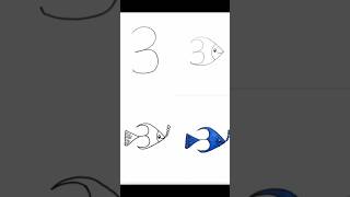 How to Turn Number 3 into a Fish 🎨 | Step by Step Drawing#art #numbers #fish #water #math #shorts
