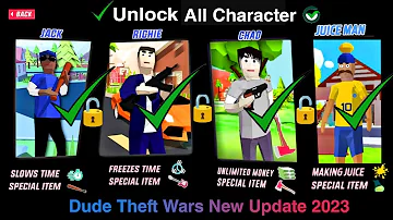 Dude Theft Wars: all character (RICHIE & CHAD! JUICE MAN) unlock 🔓 dude theft wars in new update😲