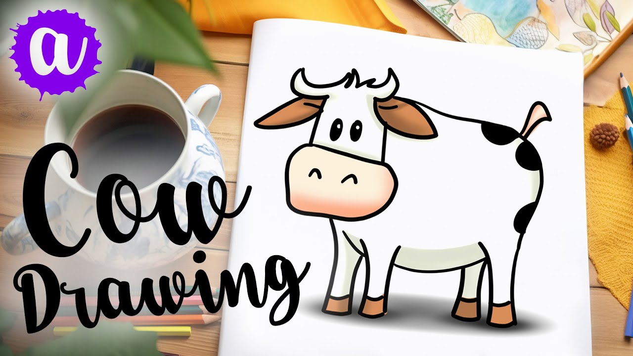 How to Draw a Cartoon Cow - HelloArtsy
