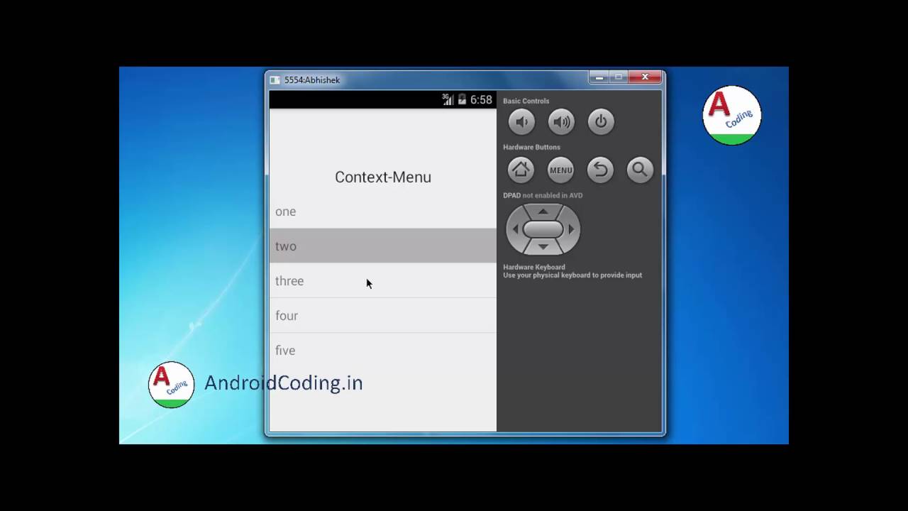 context menu android studio tutorial - YouTube