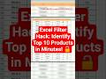 Excel Filter Hack: Identify Top 10 Products in Minutes! 🔓 #viral #shorts #excel