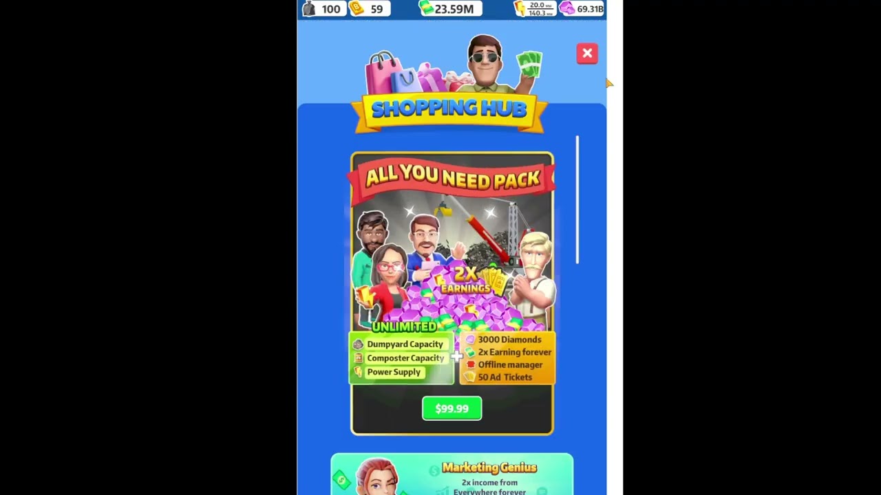 Trash Tycoon Idle Business Empire  -  Max upgrades Unlimited diamonds. Walkthrough Gameplay