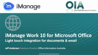 iManage Work 10 Light Touch Integration for Office & Outlook