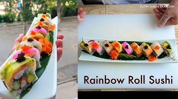 Rainbow Dragon Roll Sushi with Different Colour and Flavour by Sushi Man Santosh