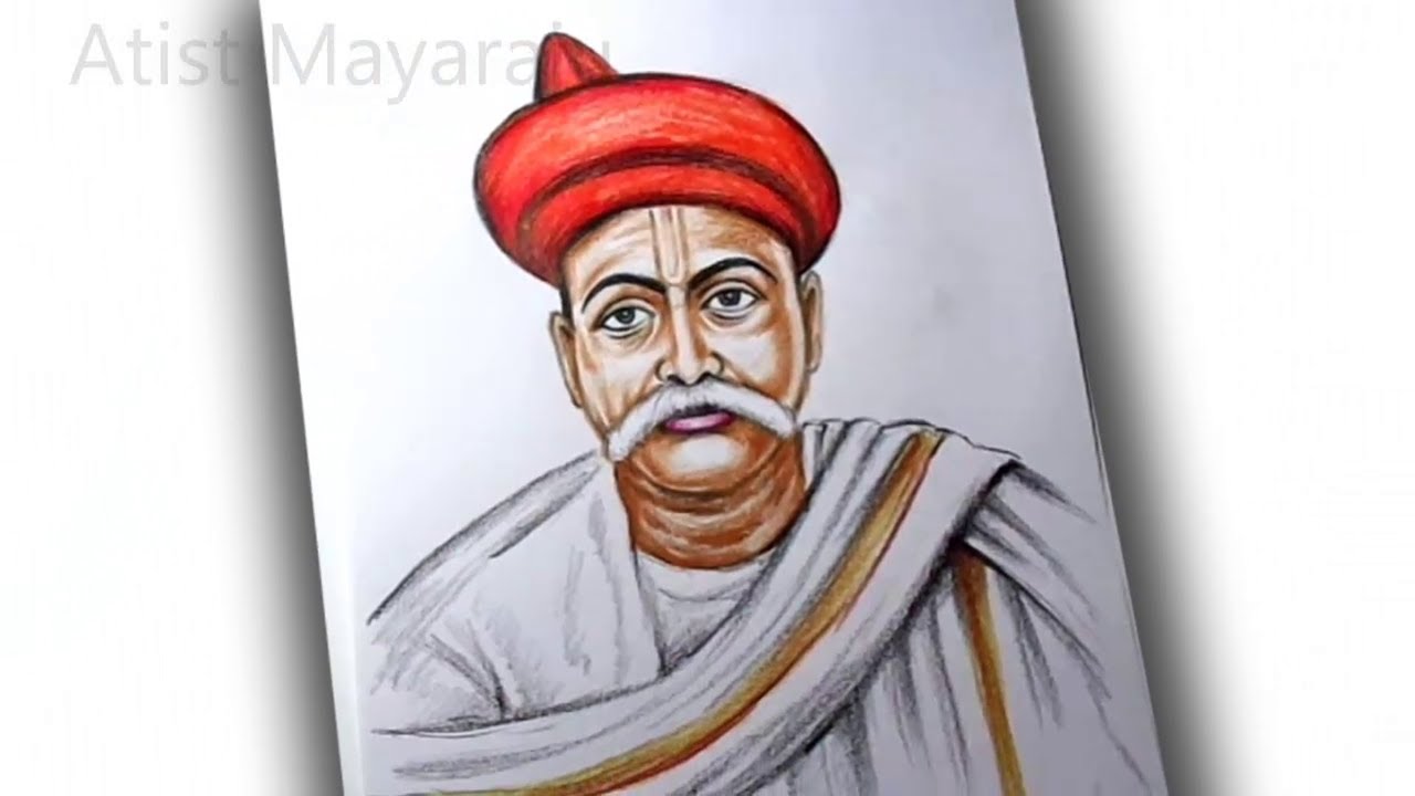 lokmanya tilak drawing / bal gangadhar tilak drawing / how to draw ...