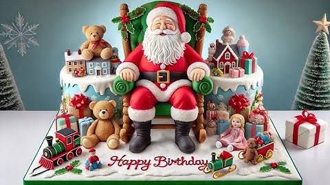 Happy Birthday Bomb Explosion Santa Cake – Festive Christmas Surprise Dessert Animation