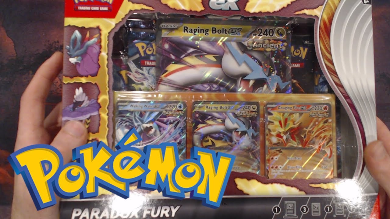 Pokémon TCG – Collection Premium Paradox Fury – 1 Carte Géante, 3 Pokémon Ex, 7 Boosters – Porte-cartes 3 Slots