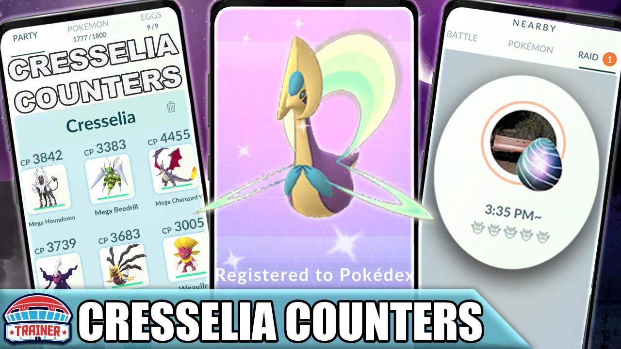 SHINY CRESSELIA* COUNTER GUIDE! 100 IVs Moveset - Raid Boss | Pokémon - YouTube