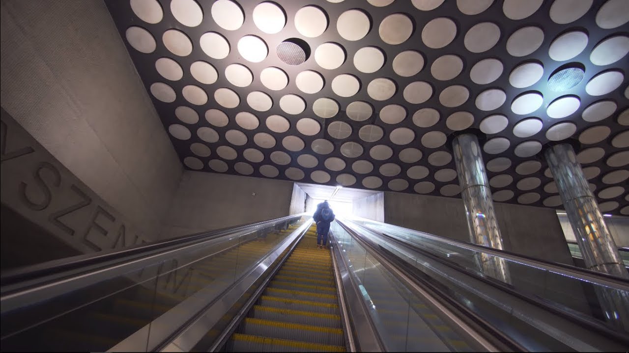 Hungary, Budapest, Metro ride from II. János Pál pápa tér to Rákóczi tér, 4X escalator