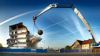 Building Demolition - Controlled Demolition, demolition crane operating a wrecking ball