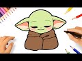 HOW TO DRAW CUTE BABY YODA EASY STEP BY STEP | GROGU