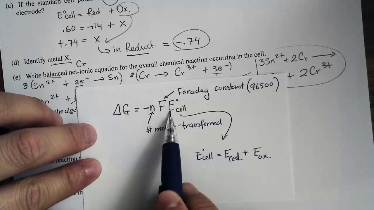 AP Chemistry electrochemistry problem YouTube