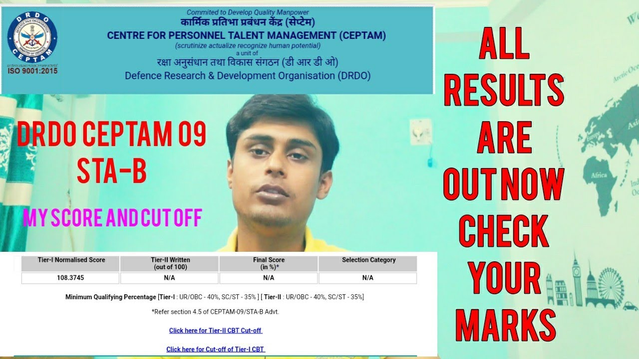 DRDO CEPTAM 09 sta-b all results are out now with marks