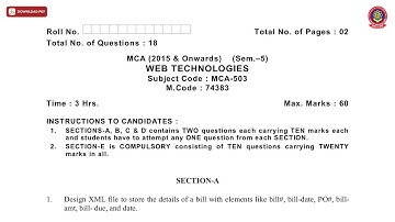 MCA 5TH SEM WEB TECHNOLOGIES JAN 2021 | PTU