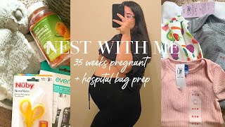 NEST WITH ME | 35 weeks pregnant, hospital bag, target and old navy haul!