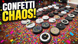 How Much Confetti can 50 Robot Vacuums Handle? Compilation Video