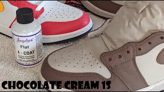 Angelus Flat 4 Coat - Chocolate Cream Jordan 1 High - From Satin to Matte - A Fusion Red Custom