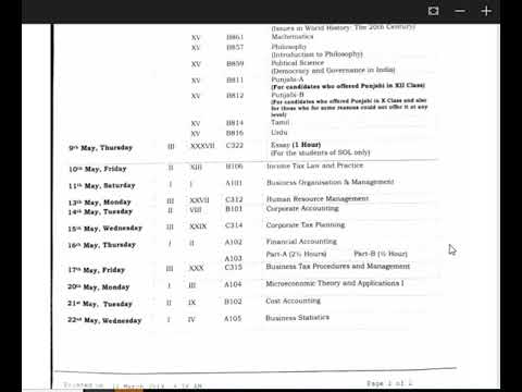 SCHOOL OF OPEN LEARNING DATE SHEET OF B.COM HONR. 2019