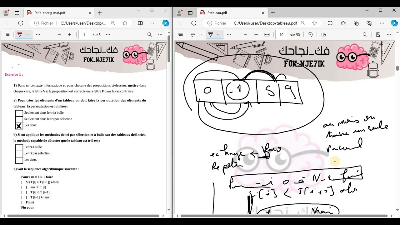 3éme info || Révision Synthése N°2 - Trie - Enregistrement - Matrice