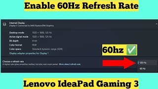 How To Change Refresh Rate In Lenovo Ideapad Gaming 3 Laptop | Enable 60hz Refresh Rate #Lenovo
