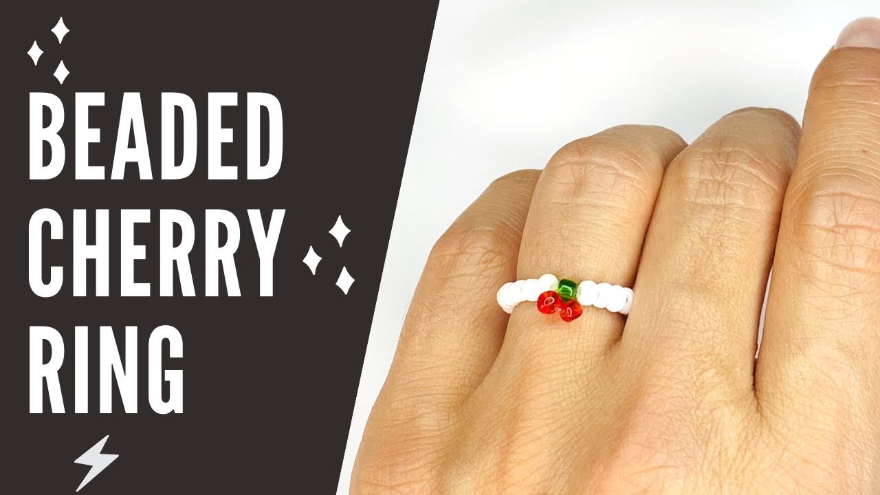 Cherry Beaded Ring Tutorial - Cherry Bead Ring