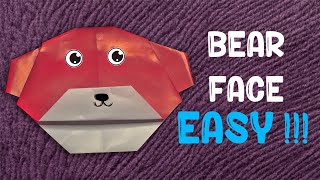 Origami BEAR FACE easy step by step ⭐ Papercraft tutorial for beginners DIY
